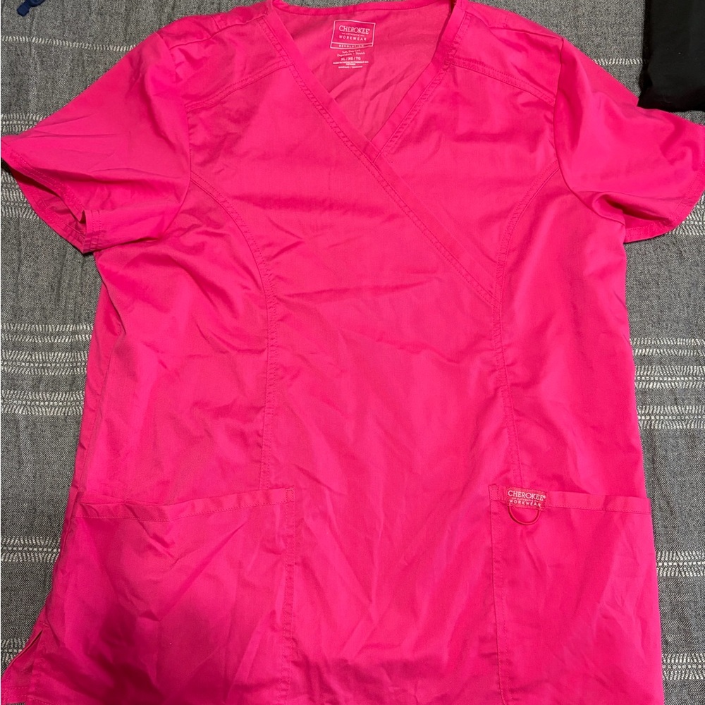 Cherokee Fuchsia V-Neck Scrub Top